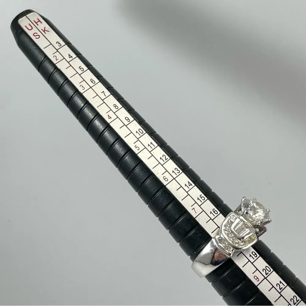 925 Sterling Silver Rhodium Plated White Cubic Zirconia Bridal Statement Ring 8